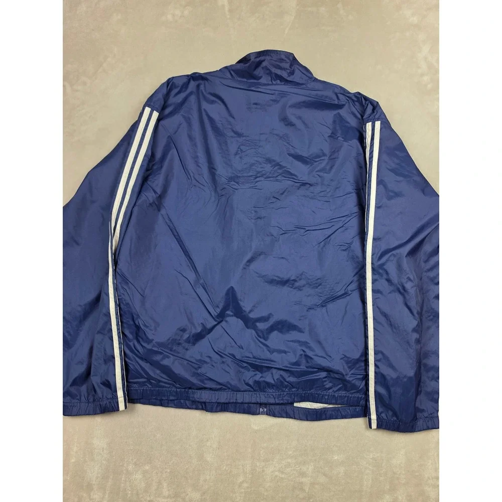 Vintage Adidas Windbreaker Jacket Mens XL Blue 3-Stripe Full Zip Lined Y2K *Read